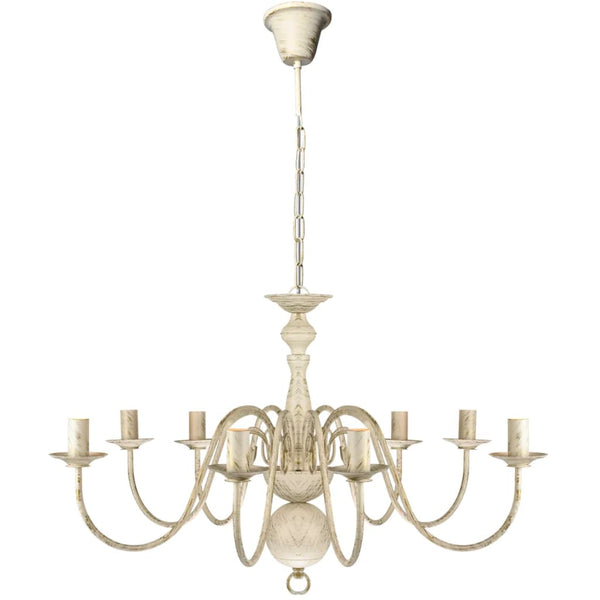 Metal Chandelier White Antique 8 x E14 Bulbs