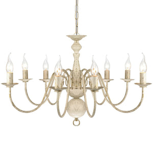 Metal Chandelier White Antique 8 x E14 Bulbs