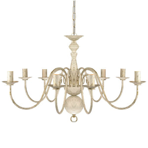 Metal Chandelier White Antique 8 x E14 Bulbs
