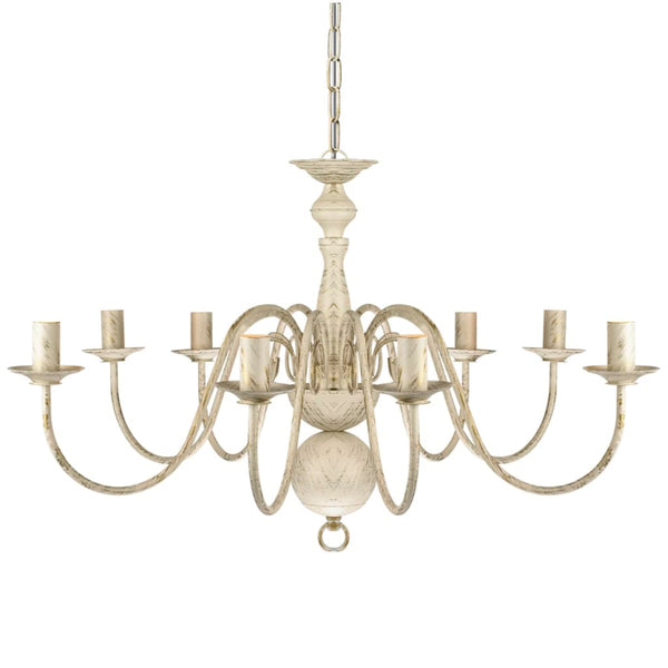 Metal Chandelier White Antique 8 x E14 Bulbs