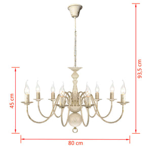 Metal Chandelier White Antique 8 x E14 Bulbs