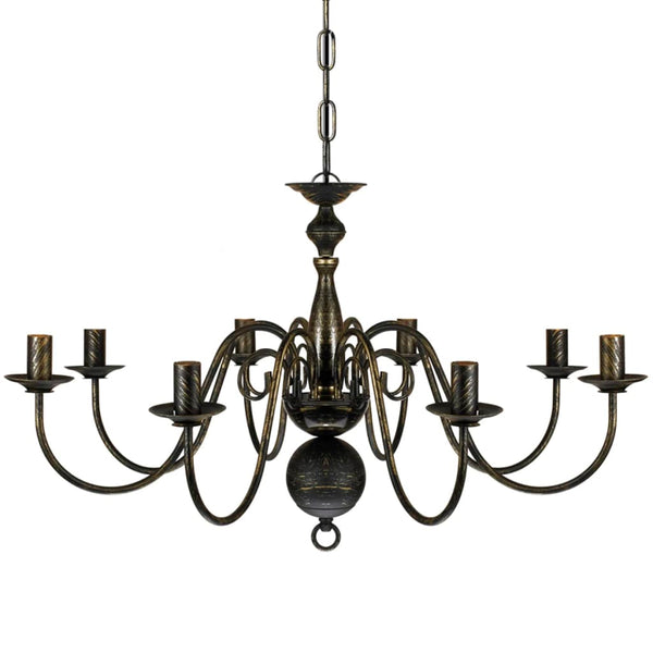 Metal Chandelier Black Antique 8 x E14 Bulbs