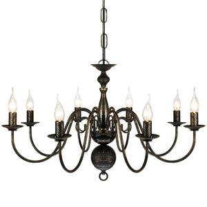 Metal Chandelier Black Antique 8 x E14 Bulbs