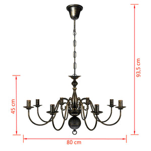 Metal Chandelier Black Antique 8 x E14 Bulbs