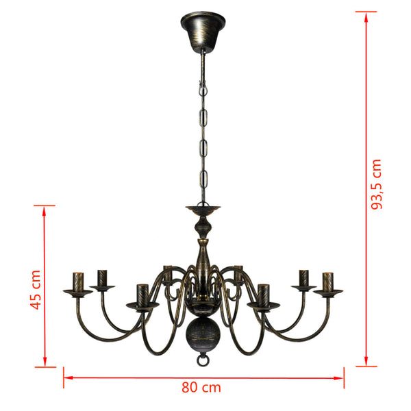Metal Chandelier Black Antique 8 x E14 Bulbs
