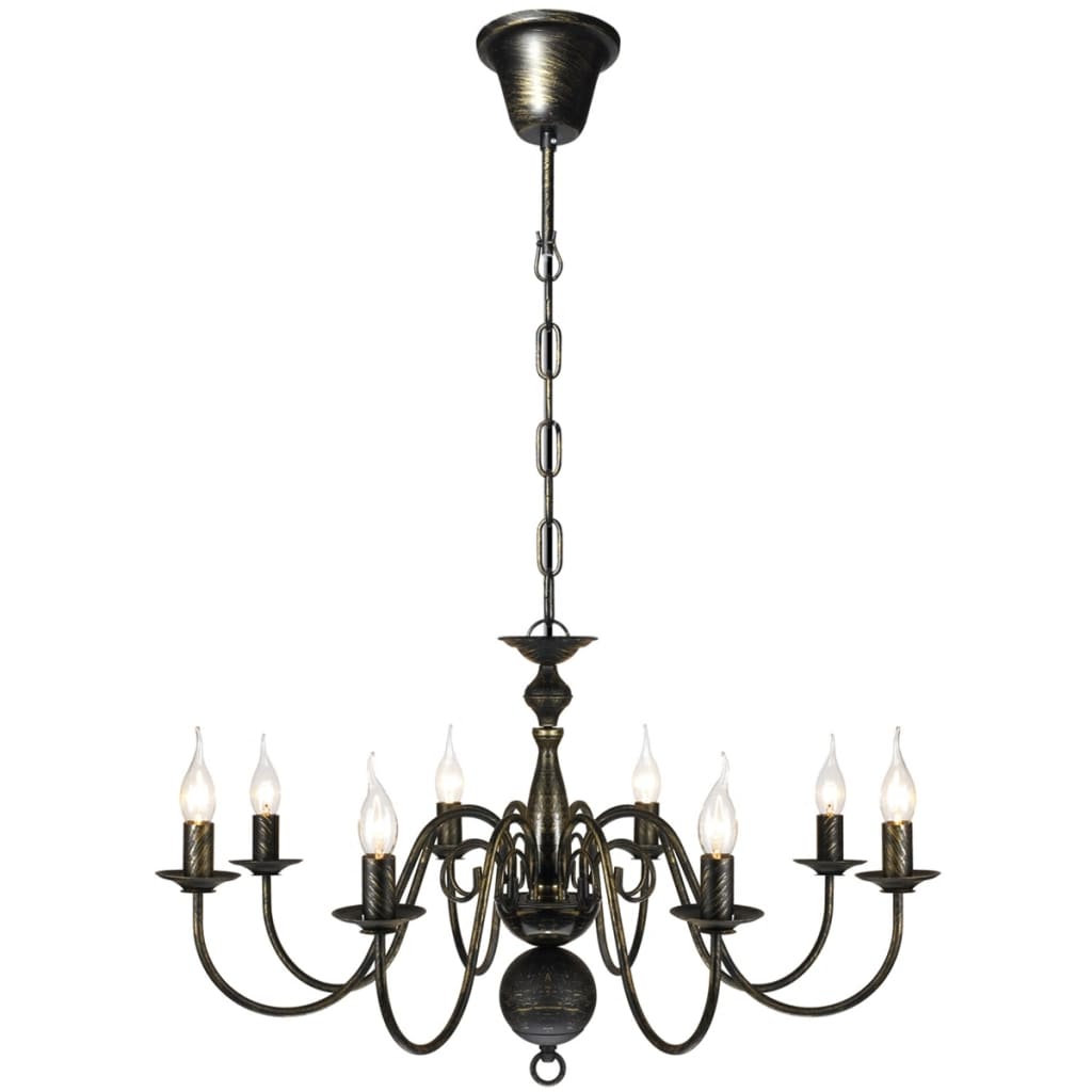Metal Chandelier Black Antique 8 x E14 Bulbs