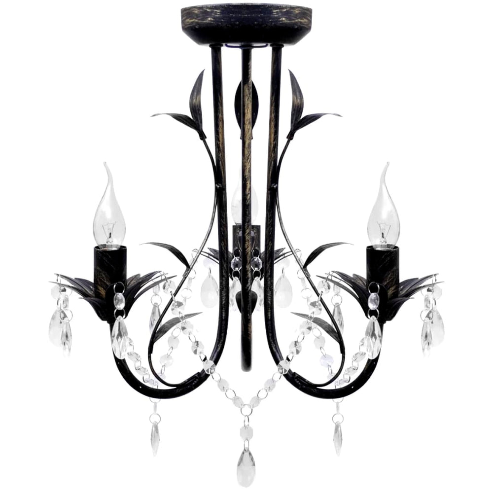 Art Nouveau ceiling lamp with crystal beads 3 x E14