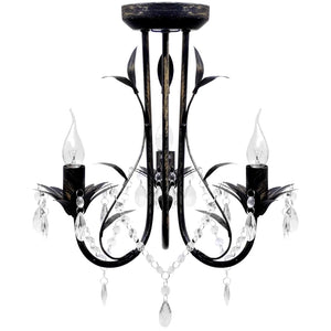Art Nouveau ceiling lamp with crystal beads 3 x E14