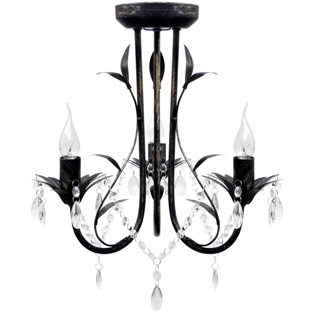 Art Nouveau ceiling lamp with crystal beads 3 x E14
