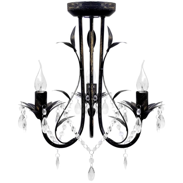 Art Nouveau ceiling lamp with crystal beads 3 x E14