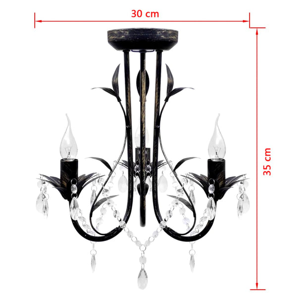 Art Nouveau ceiling lamp with crystal beads 3 x E14