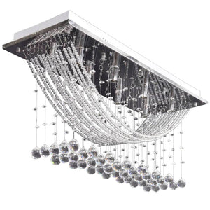 White Ceiling Lamp with Sparkling Glass Beads 8 x G9 29 cm