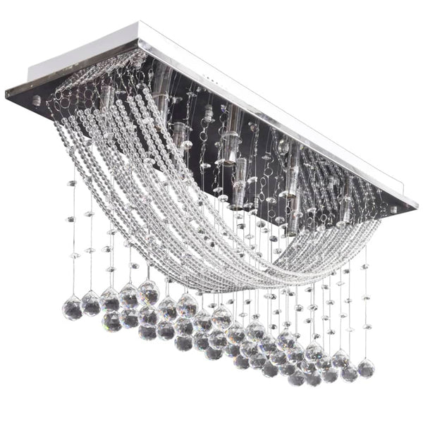 White Ceiling Lamp with Sparkling Glass Beads 8 x G9 29 cm