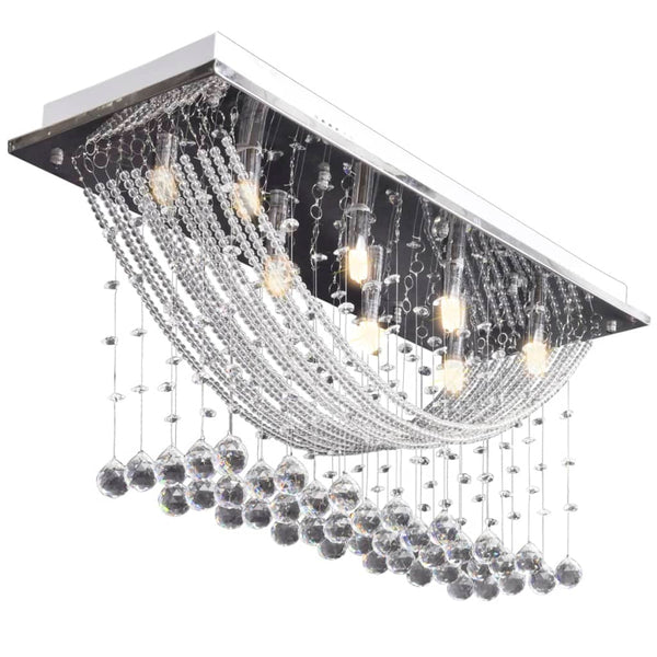 White Ceiling Lamp with Sparkling Glass Beads 8 x G9 29 cm