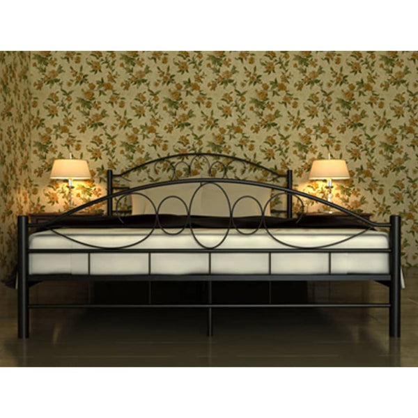vidaXL Bed with Mattress Black Metal 180x200 cm