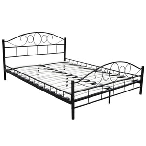 vidaXL Bed with Mattress Black Metal 180x200 cm