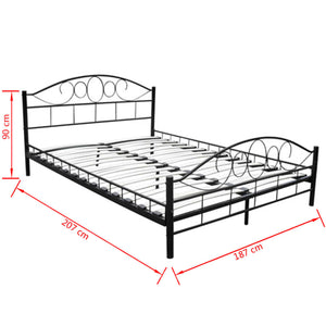 vidaXL Bed with Mattress Black Metal 180x200 cm