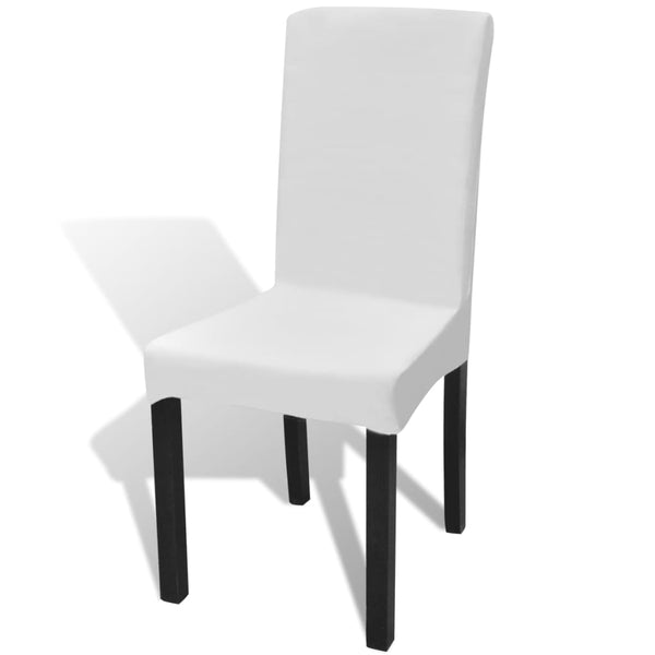 6 pcs White Chair Covers Straight Stretch