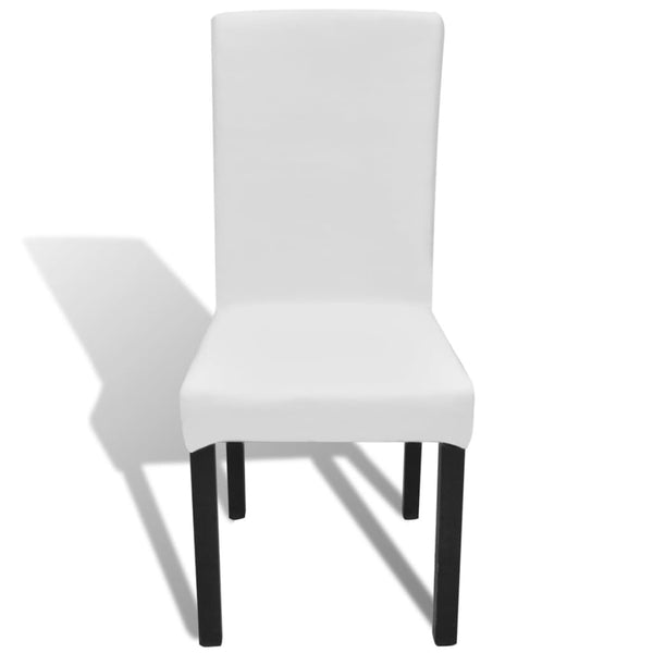 6 pcs White Chair Covers Straight Stretch