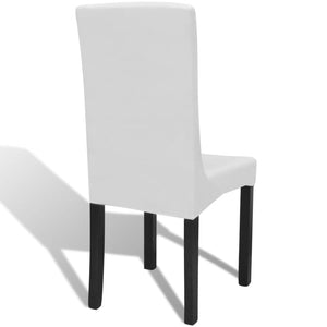 6 pcs White Chair Covers Straight Stretch