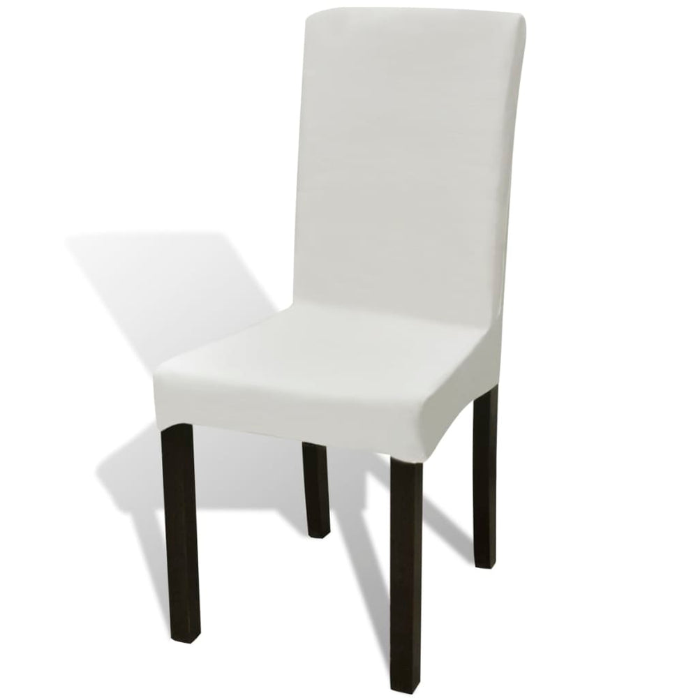 6 Pcs. Cream Chair Covers Straight Stretchable