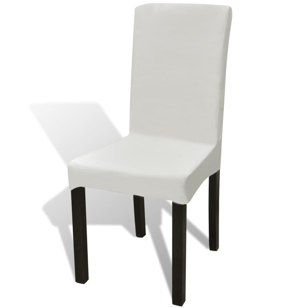 6 Pcs. Cream Chair Covers Straight Stretchable