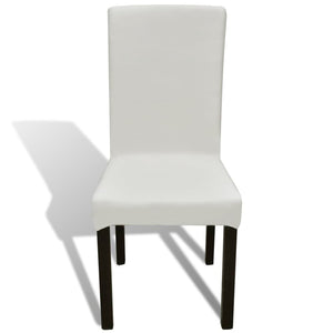 6 Pcs. Cream Chair Covers Straight Stretchable