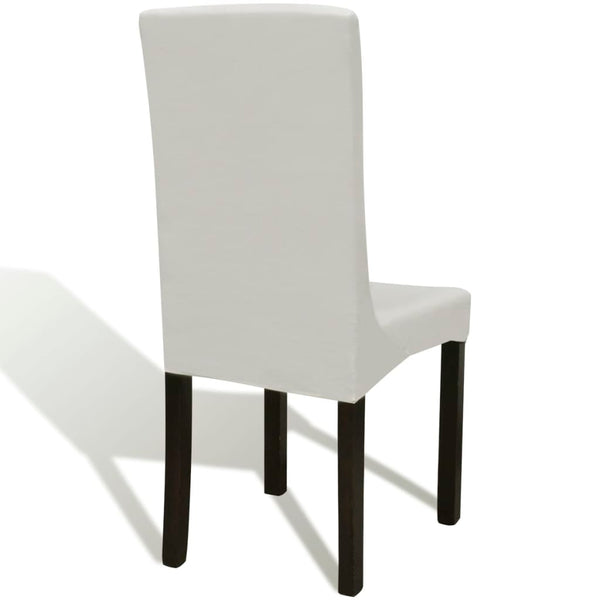 6 Pcs. Cream Chair Covers Straight Stretchable