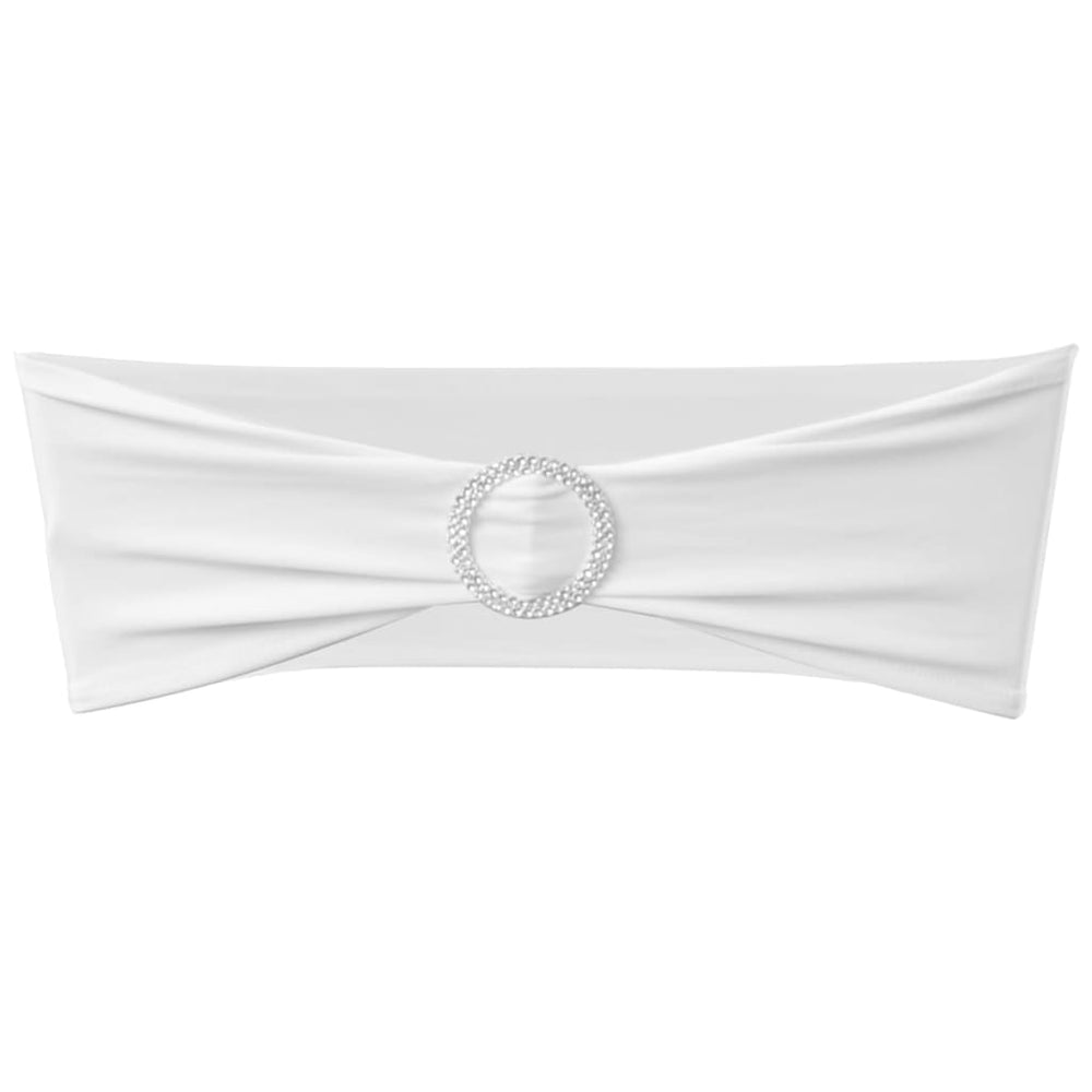 25 x Chair Sashes Stretch Bands + Diamond Buckle white