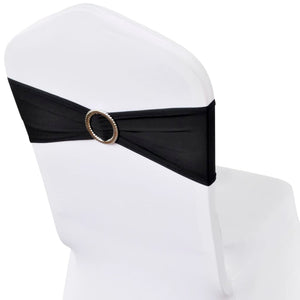 25 x Chair Sashes Stretch Bows + Diamond Buckle Black