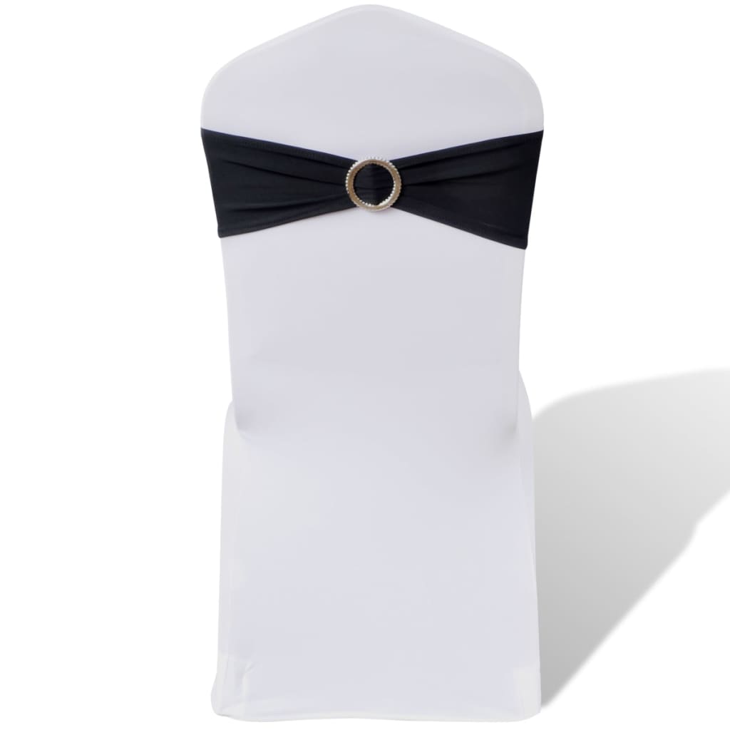 25 x Chair Sashes Stretch Bows + Diamond Buckle Black