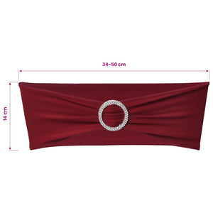25x Chair Sashes Stretch Bows + Diamond Buckle Burgundy