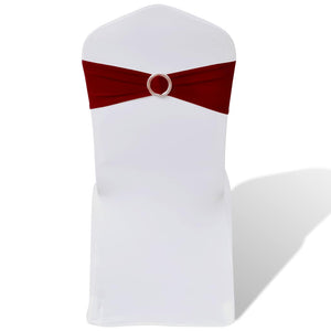 25x Chair Sashes Stretch Bows + Diamond Buckle Burgundy