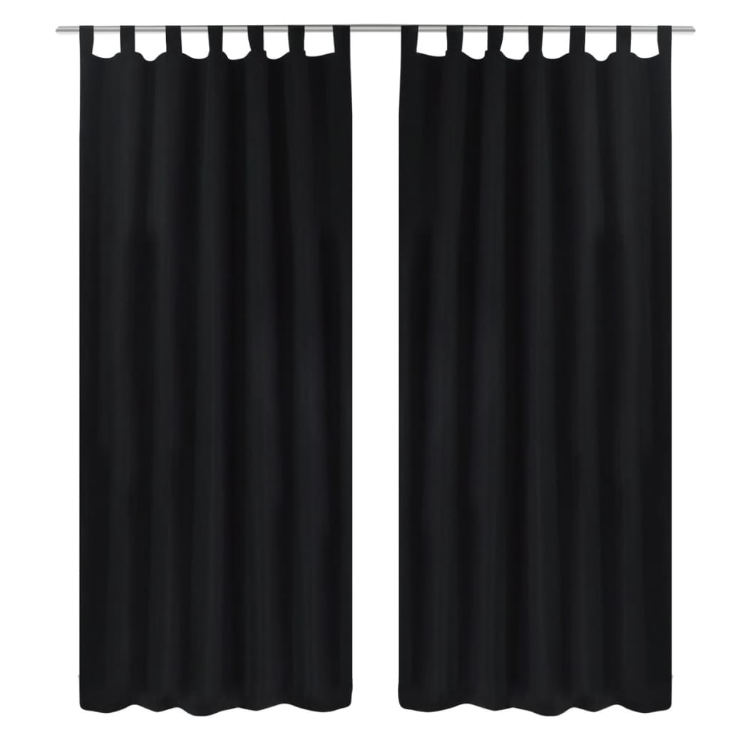 Satin Curtains 2-piece 140 x 175 cm Black