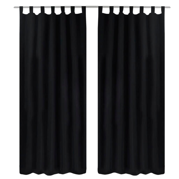 Satin Curtains, 2-piece, 140 x 175 cm, Black