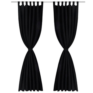 Satin Curtains 2-piece 140 x 175 cm Black
