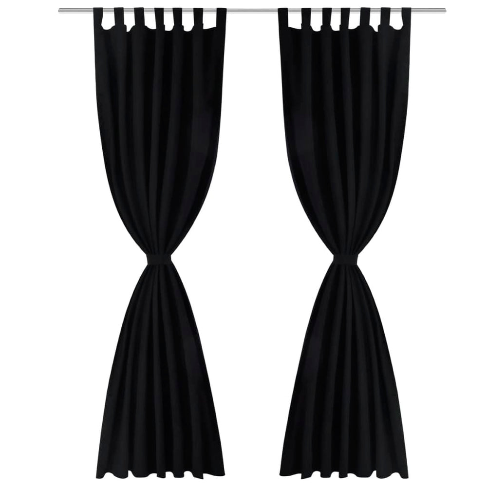Satin Curtains, 2-piece, 140 x 175 cm, Black