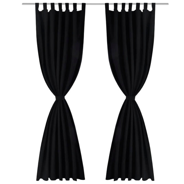 Satin Curtains, 2-piece, 140 x 175 cm, Black