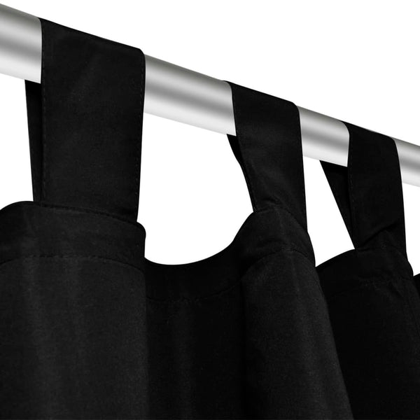 Satin Curtains 2-piece 140 x 175 cm Black