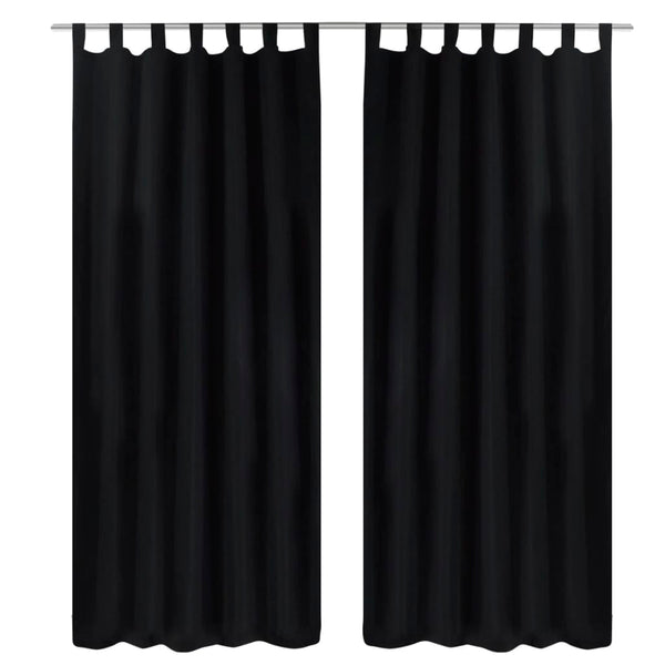 Satin Curtains, 2-piece, 140 x 225 cm, Black
