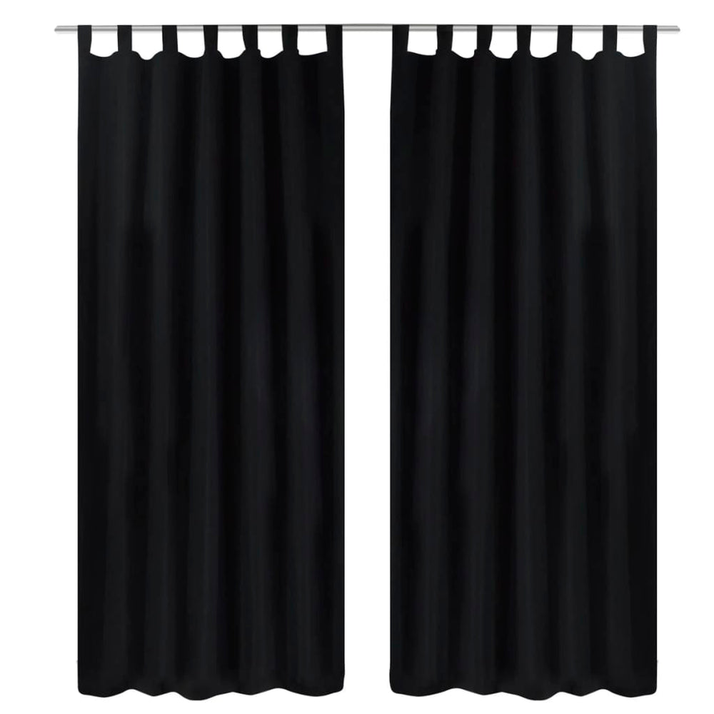 Satin Curtains, 2-piece, 140 x 225 cm, Black