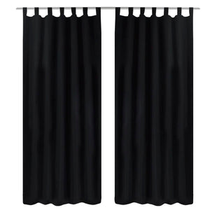 Satin Curtains, 2-piece, 140 x 225 cm, Black