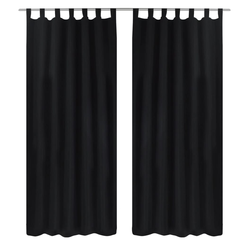 Satin Curtains, 2-piece, 140 x 225 cm, Black