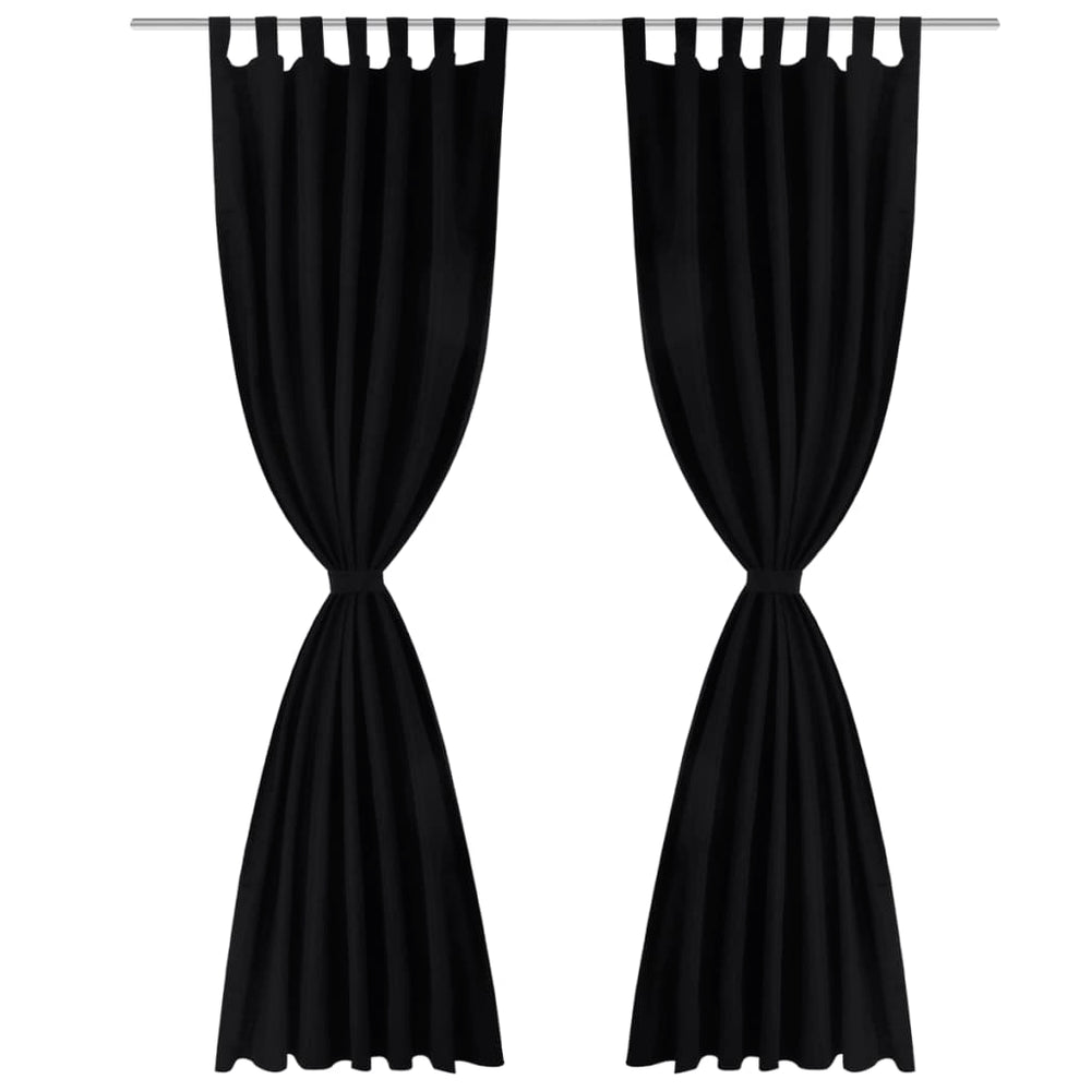 Satin Curtains, 2-piece, 140 x 225 cm, Black