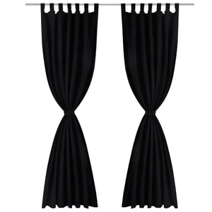 Satin Curtains, 2-piece, 140 x 225 cm, Black