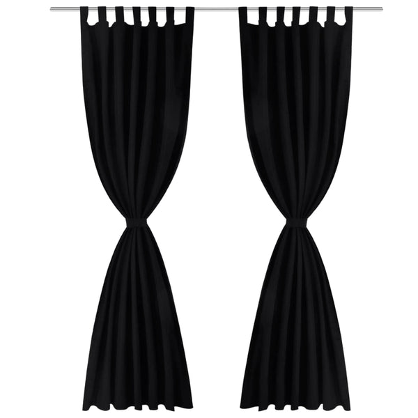 Satin Curtains, 2-piece, 140 x 225 cm, Black