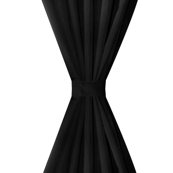 Satin Curtains, 2-piece, 140 x 225 cm, Black