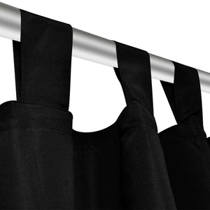 Satin Curtains, 2-piece, 140 x 225 cm, Black