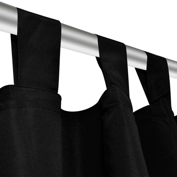 Satin Curtains, 2-piece, 140 x 225 cm, Black