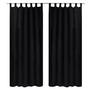 Curtains Drapes made of Satin 2-piece 140 x 245 cm Black